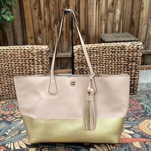 Tory Burch Pink Blush and Gold Perry Large Tote